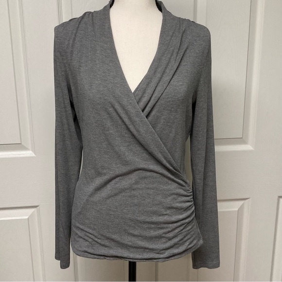 EUC The Limited Long sleeve mock wrap top. Stretch. Grey. Size Medium - Picture 8 of 12